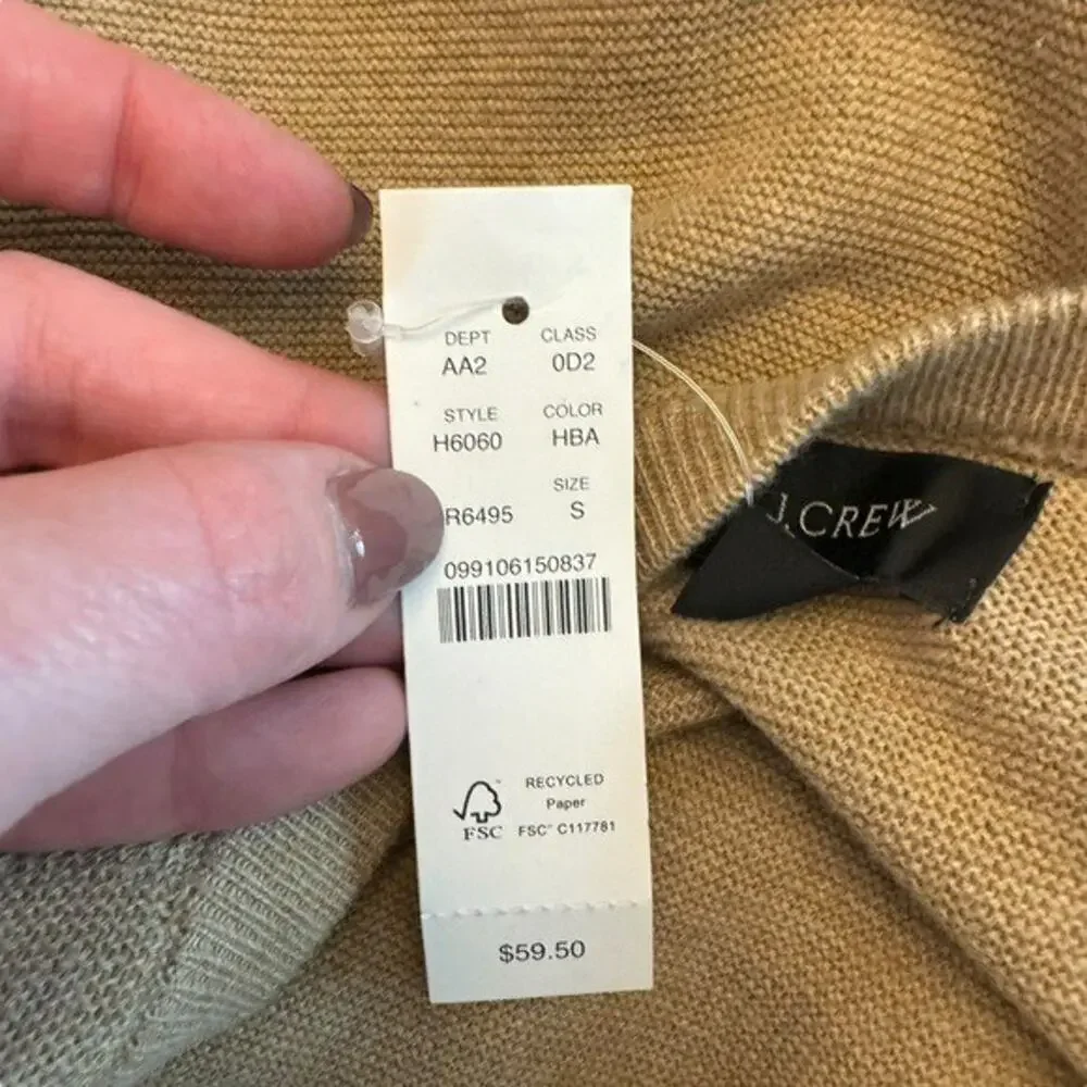 J. Crew - NWT Cotton Crewneck Sweater in Garter Stitch Sz S
